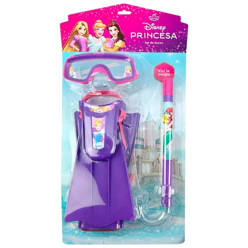 Súper Set de Disney Princesas con Patas de Rana, Snorkel y Máscara Violeta