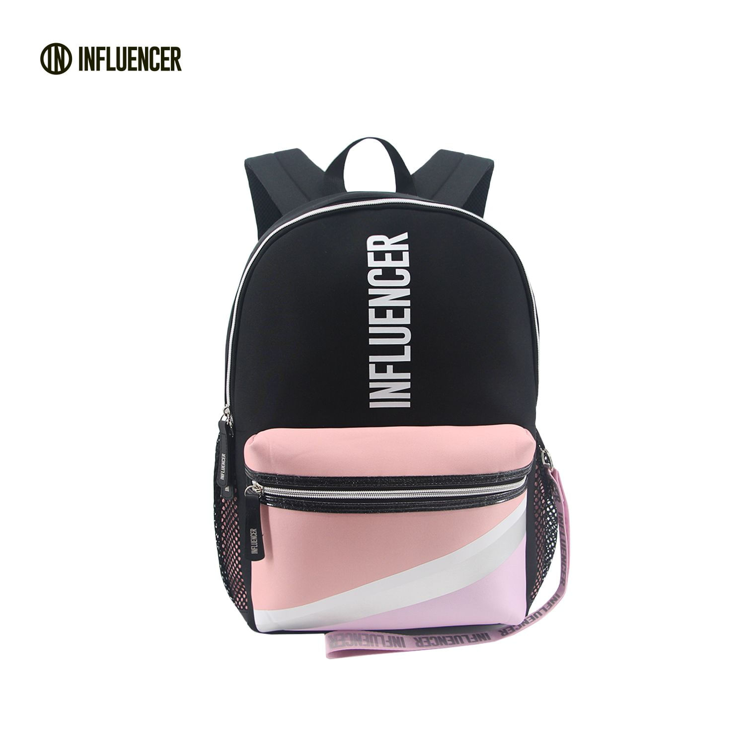 Mochila Espalda 17 Pulgadas Influencer Negra y Rosa El Mundo del