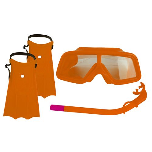 Súper Set de Buceo Base-X Splash con Patas de Rana, Snorkel y Máscara Naranja