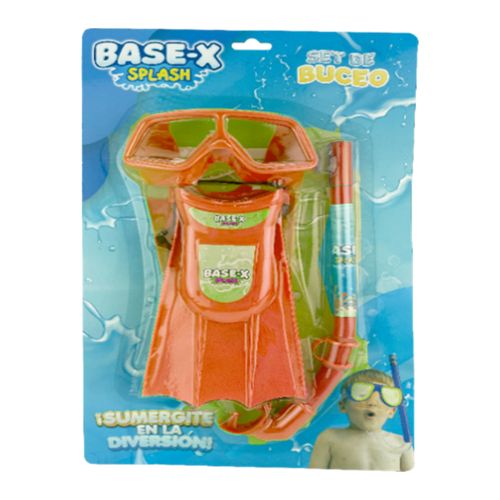 Súper Set de Buceo Base-X Splash con Patas de Rana, Snorkel y Máscara Naranja