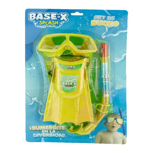Súper Set de Buceo Base-X Splash con Patas de Rana, Snorkel y Máscara Amarillo