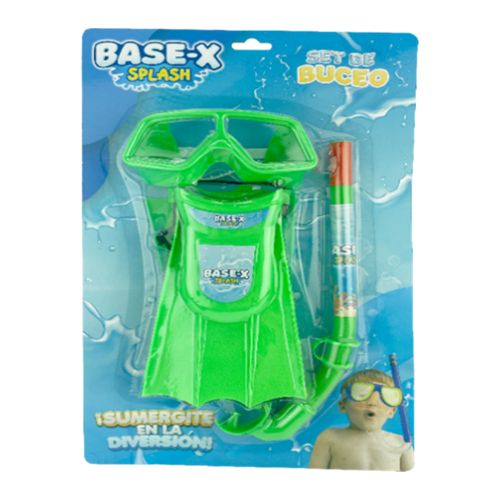 Súper Set de Buceo Base-X Splash con Patas de Rana, Snorkel y Máscara Verde