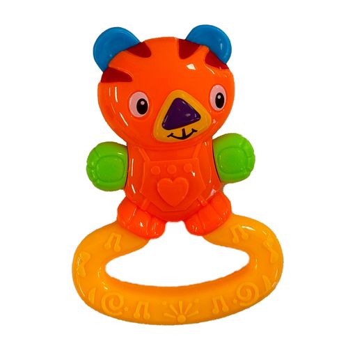 Set x2 Sonajeros Interactivos Multisensoriales Tigre Naranja y Payaso Amarillo