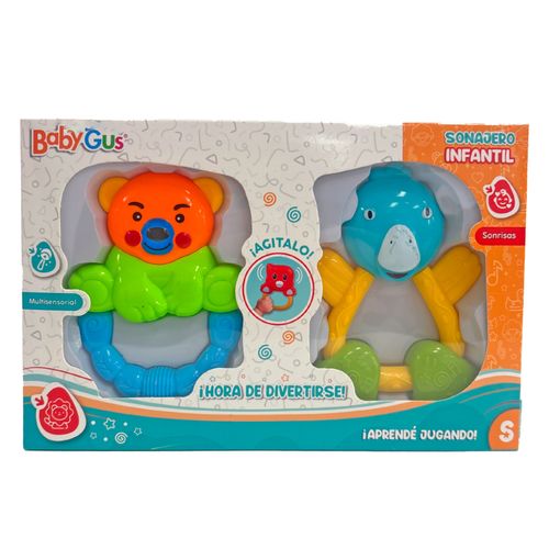 Set x2 Sonajeros Interactivos Multisensoriales Oso y Pingüino