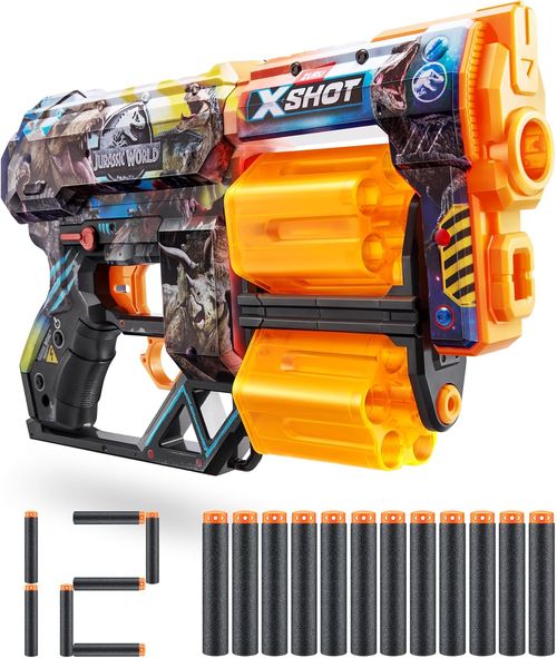 Pistola Lanza Dardos X-Shot Skins Dread Jurassic World con 12 Dardos