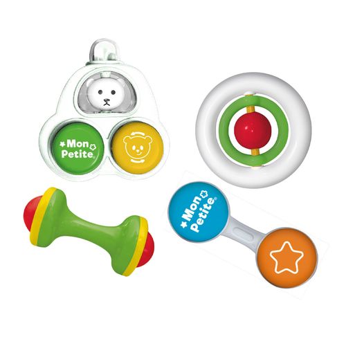 Mon Petite Tiernos Sonajeros Set x4 con Actividades Autobus Blanco
