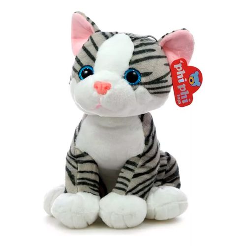 Peluche Gato Sentado 60 cm Gris