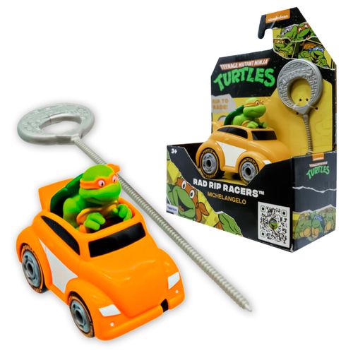 Tortugas Ninja Rad Rip Racers Auto con Figura y Lanzador Michelangelo