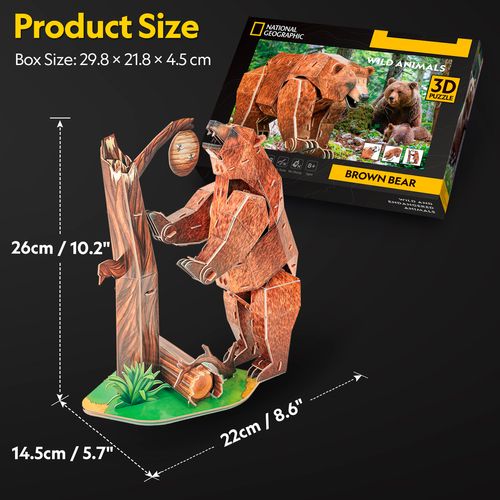 Rompecabezas 3D Nv Intermedio 88 Piezas Oso Pardo Cubic Fun