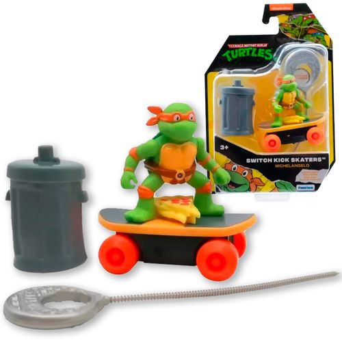 Tortugas Ninja Switch Kick Skaters Figura con Accesorios y Lanzador Michelangelo
