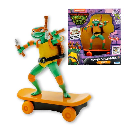 Tortugas Ninja Sewer Shredders Skate Pullback con Figura Michelangelo