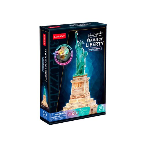 Rompecabezas Estatua de la Libertad LED Night Edition Cubicfun 79 Piezas