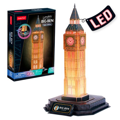 Rompecabezas Puzzle 3d Big Ben Londres Luz Led 32 Piezas