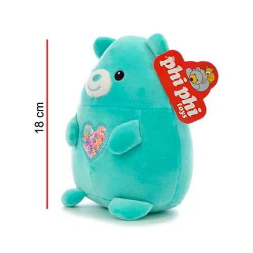 Peluche Animal con Corazon Transparente 18 cm Turquesa