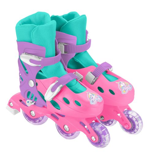 Rollers Unicornio Bota Regulable con Bolsa Transportadora y Protecciones Talle S Rosa