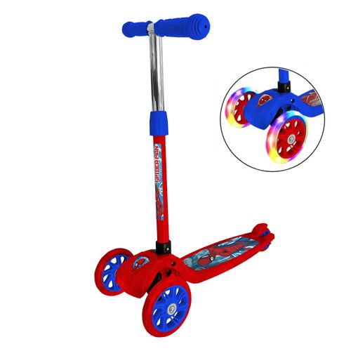 Monopatín de pie Plegable con Luces reforzado Spiderman Ruedas Rojas
