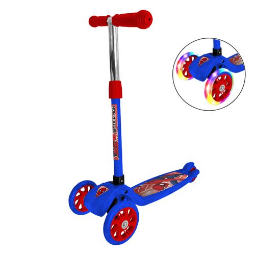 Monopatín de pie Plegable con Luces reforzado Spiderman Ruedas Azules