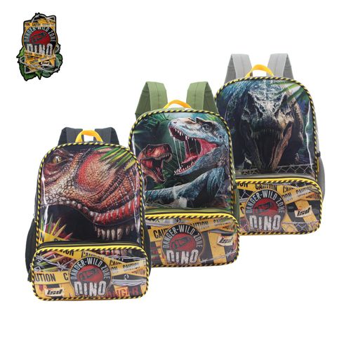 Mochila Espalda 16 Pulgadas Dino Danger Gris