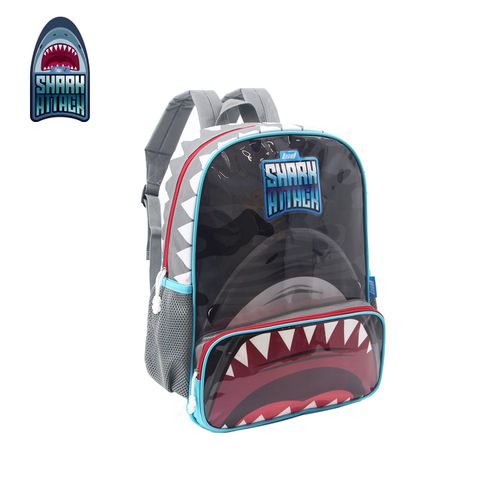 Mochila Espalda 16 Pulgadas Shark Attack Tiburón Gris