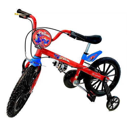 Bicicleta Rodado 16 Marvel Spiderman con Neumáticos de Cámara, Rueditas y Cantimplora