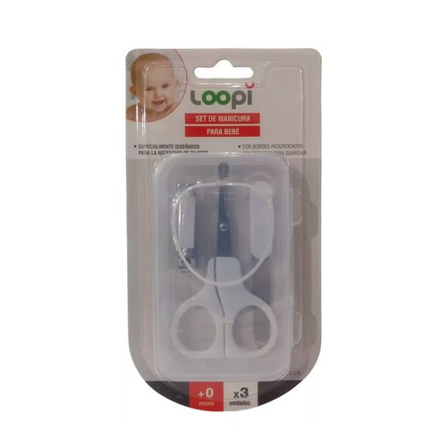 Set De Manicura Para Bebes Tijera Alicate Lima Con Estuche Blanco