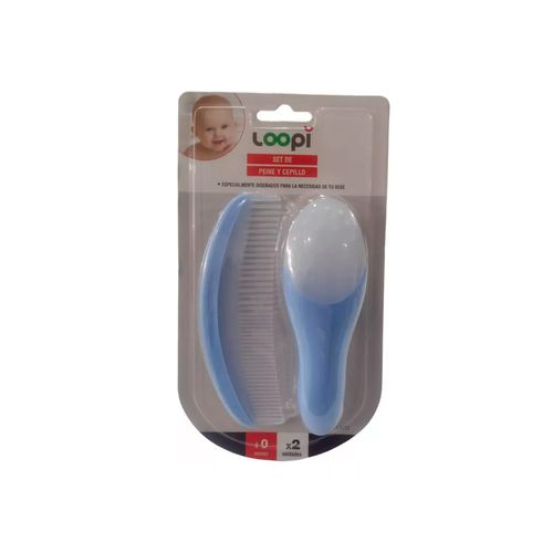 Set de Cuidado para Bebes Peine y Cepillo Suave Celeste Loopi
