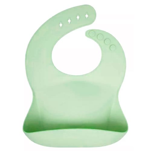 Babero de Silicona con Bolsillo Recoge Migas Verde
