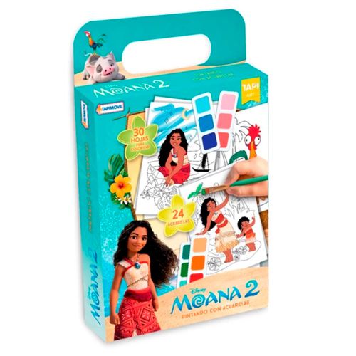 Set Pintando con Acuarelas Moana 2 Disney 24 Colores y Pincel