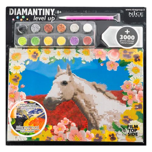 Diamantiny Level Up Cuadros Decorativos con Gemas 3D Caballo Blanco