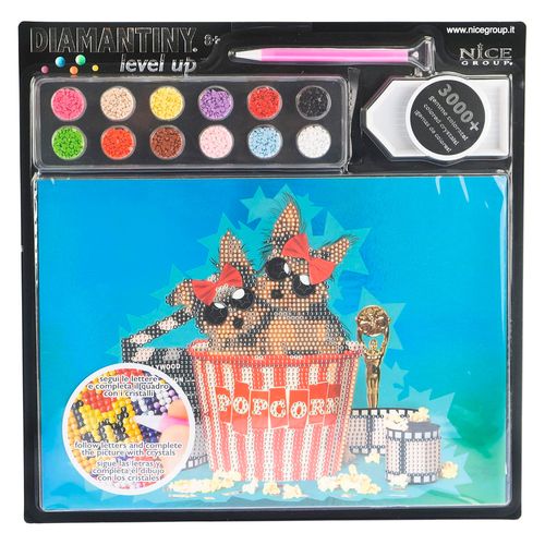 Diamantiny Level Up Cuadros Decorativos con Gemas 3D Mascota Popcorn