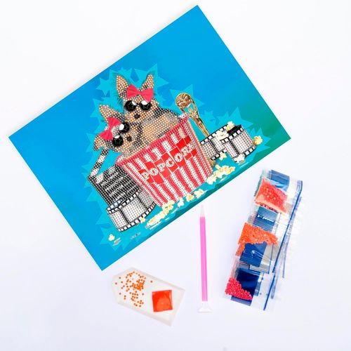 Diamantiny Level Up Cuadros Decorativos con Gemas 3D Mascota Popcorn