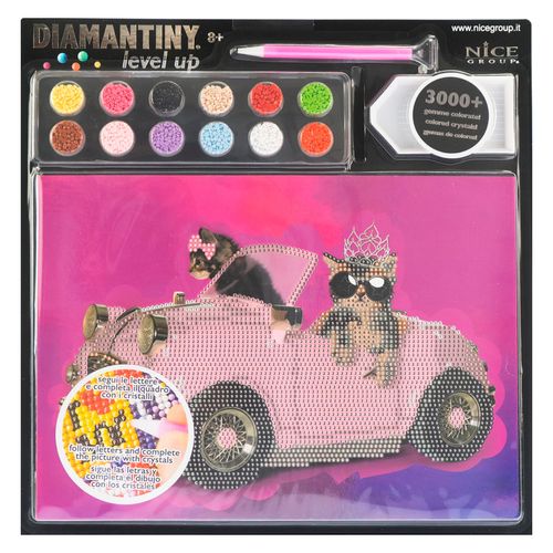 Diamantiny Level Up Cuadros Decorativos con Gemas 3D Mascotas Princesas en Auto
