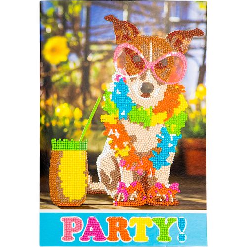 Diamantiny Level Up Cuadros Decorativos con Gemas 3D Perro Fiesta