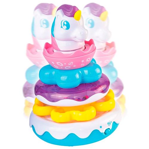 Happy Kids Unicornio Mágico Tambaleante con Anillos Apilables con Sonidos