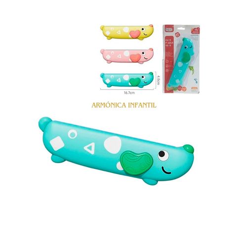 Armónica Infantil - Didáctico Musical Para Niños En Blister 17 cm Turquesa