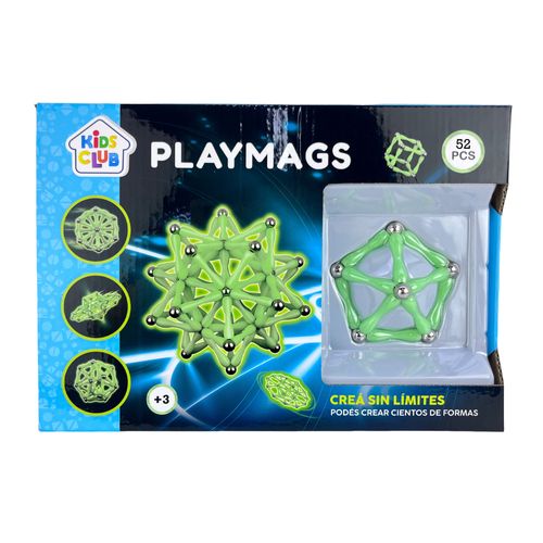 Playmags Juego de Palitos Magnéticos Incluye 52 Piezas Brilla en la Oscuridad