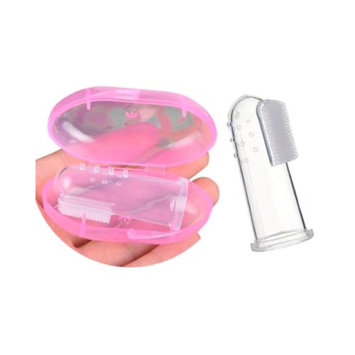 Cepillo Dedal De Silicona Con Estuche Loopi Rosa