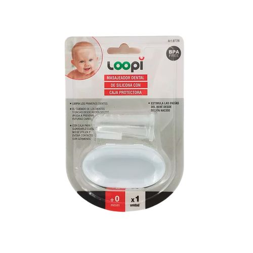 Cepillo Dedal De Silicona Con Estuche Loopi Blanco