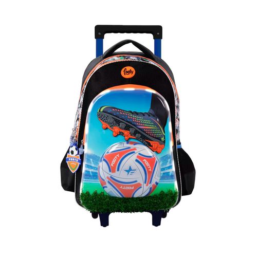 Mochila Carrito 18 Footy Champions League Luz Led Color Negro
