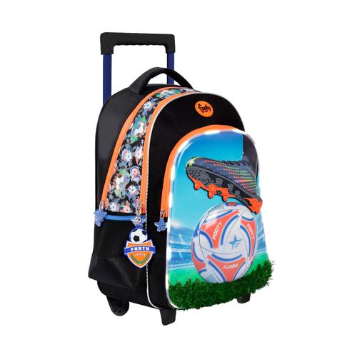 Mochila Carrito 18 Footy Champions League Luz Led Color Negro