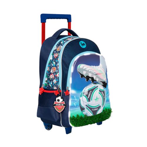 Mochila Carrito 18 Footy Champions League Luz Led Color Azul