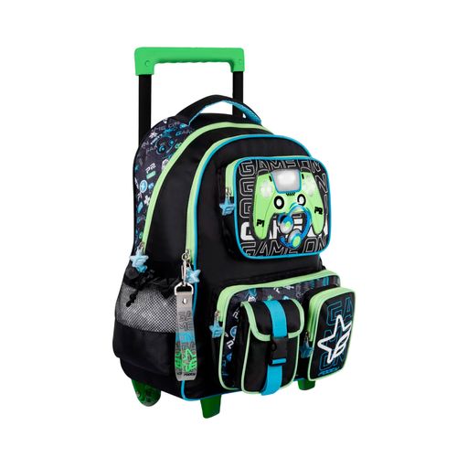 Mochila Carrito 18 Footy Game On Con Luz Led Color Negro