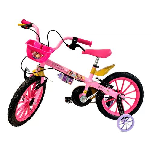 Bicicleta Rodado 16 Disney Princesas con Neumáticos de Cámara, Canasto, Rueditas y Cantimplora