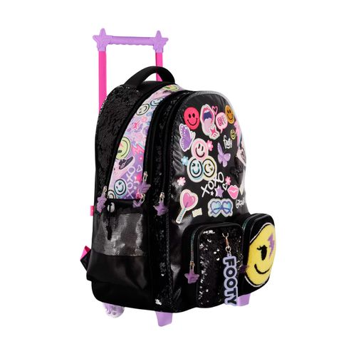 Mochila Carrito 18 Footy Happy Smile Color Negro