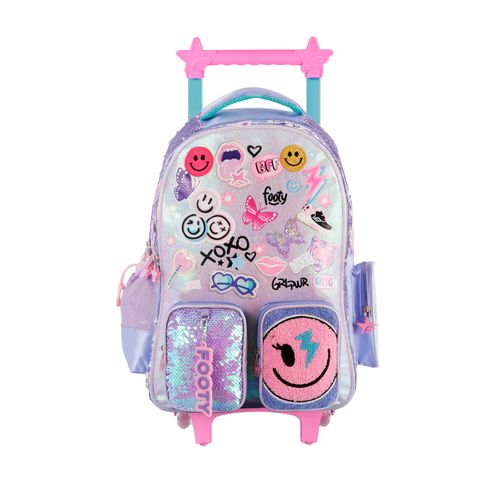 Mochila Carrito 18 Footy Happy Smile Color Plata