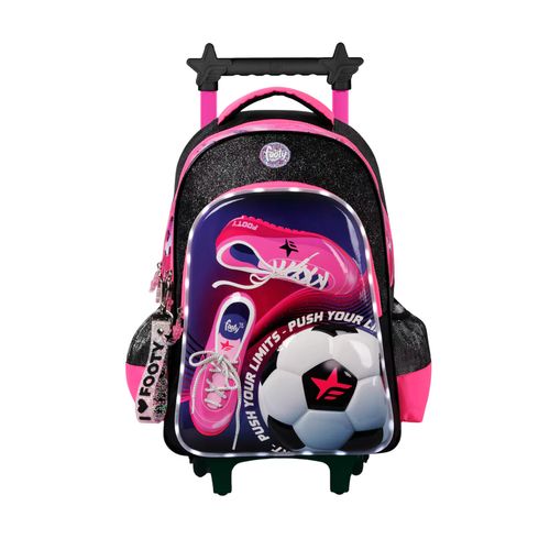 Mochila Carrito 18 Footy Girls Soccer Con Luz Led Color Negro