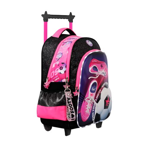 Mochila Carrito 18 Footy Girls Soccer Con Luz Led Color Negro