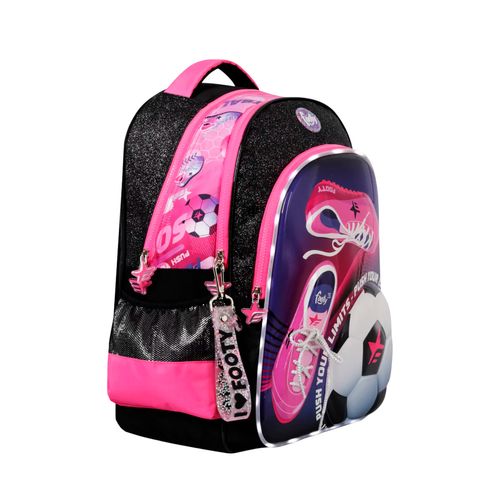 Mochila Espalda 18 Footy Girls Soccer Con Luz Led Color Negro