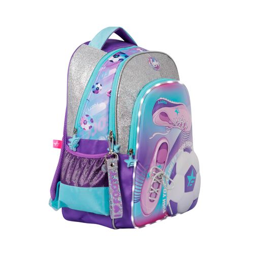Mochila Espalda 18 Footy Girls Soccer Con Luz Led Color Plata