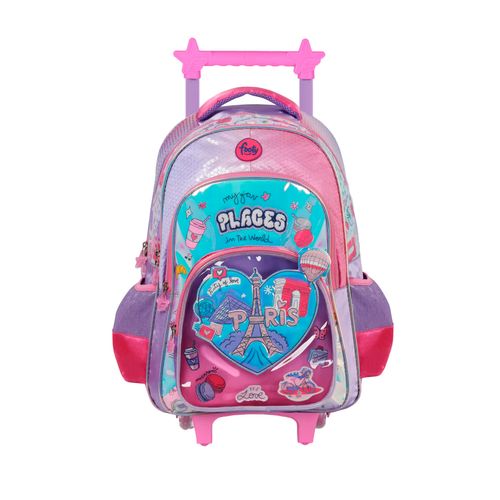 Mochila Carrito 18 Footy I Love Paris Con Luz Led Color Lila